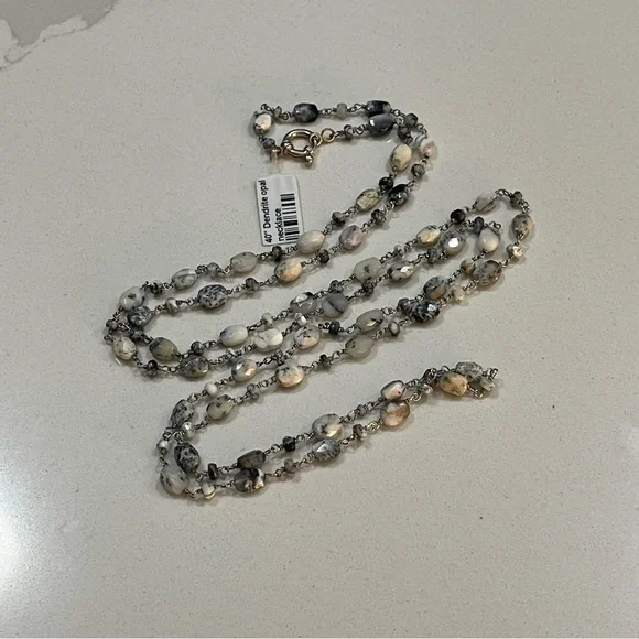 NWT One of A Kind Dentrite Opal beaded 40”Necklace.